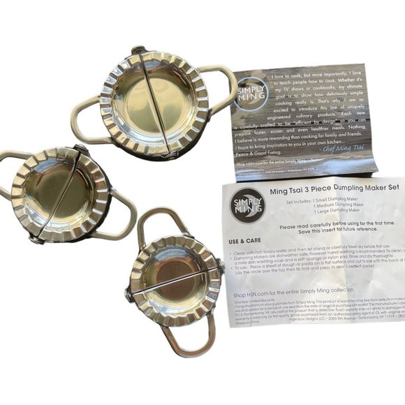 Ming Tsai 3 Piece Dumpling Maker Set by Simply Ming Metal NEW - Picture 2 of 9